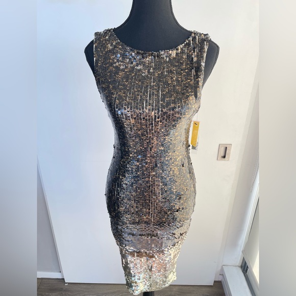 NWT Alice + Olivia Nude Sequin Gradient Dress - Picture 2 of 11